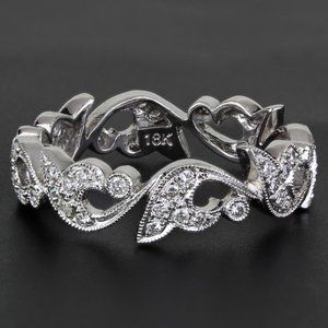 Jolie 18K White Gold Diamond Stackable Floral Vine Eternity Ring